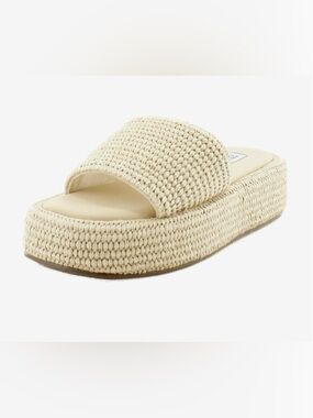 Steve Madden Woven Platform Slide Sandal - Cream